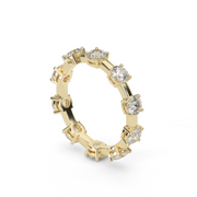 Yellow Gold Round Shape Diamond Spaced Out Eternity Ring/Band With Prong Setting.